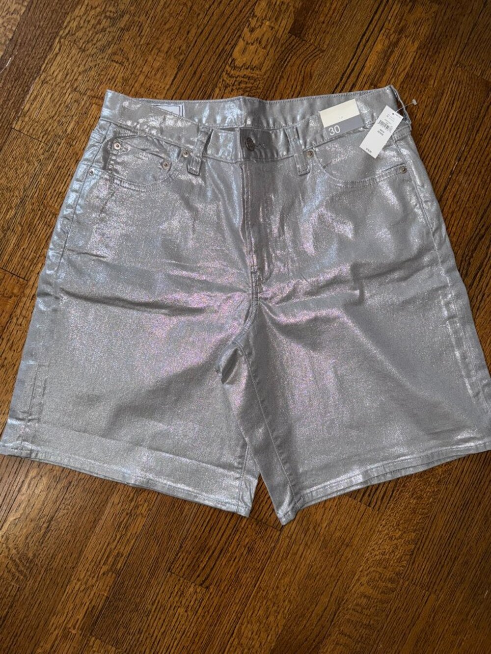 NWT GAP Metallic Silver Denim Shorts